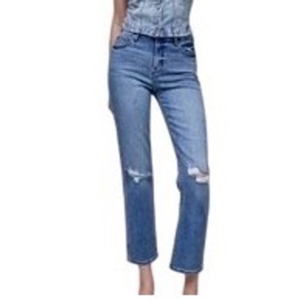 Hidden Jeans Tracey High‎ Rise Straight Leg Distressed Blue Denim Jeans Size 27
